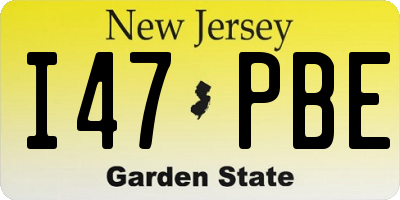 NJ license plate I47PBE