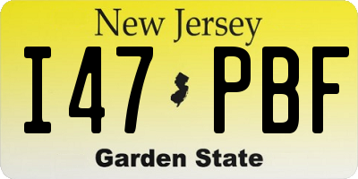 NJ license plate I47PBF
