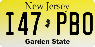 NJ license plate I47PBO
