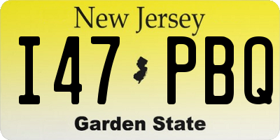 NJ license plate I47PBQ