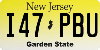 NJ license plate I47PBU