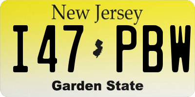 NJ license plate I47PBW