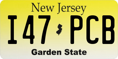 NJ license plate I47PCB