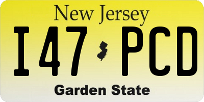 NJ license plate I47PCD