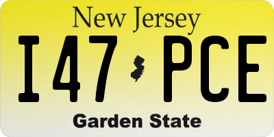 NJ license plate I47PCE