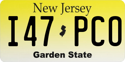 NJ license plate I47PCO