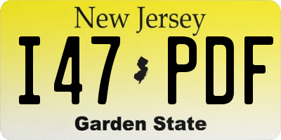NJ license plate I47PDF