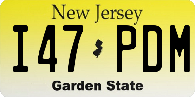 NJ license plate I47PDM
