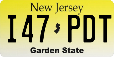 NJ license plate I47PDT