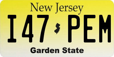 NJ license plate I47PEM