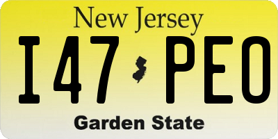 NJ license plate I47PEO