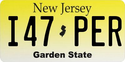NJ license plate I47PER