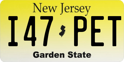 NJ license plate I47PET