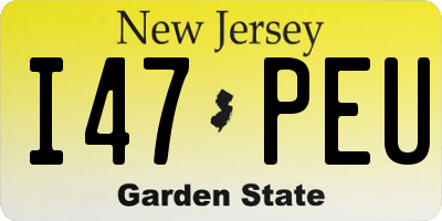 NJ license plate I47PEU