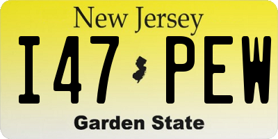NJ license plate I47PEW