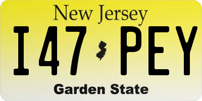 NJ license plate I47PEY