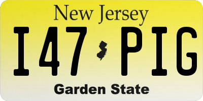 NJ license plate I47PIG