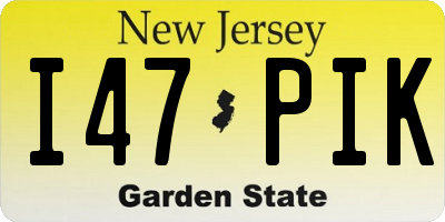 NJ license plate I47PIK