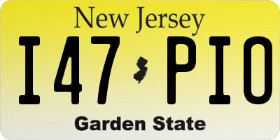 NJ license plate I47PIO