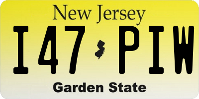 NJ license plate I47PIW