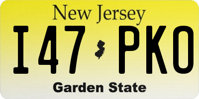 NJ license plate I47PKO