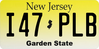 NJ license plate I47PLB