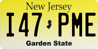 NJ license plate I47PME