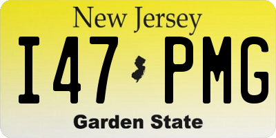 NJ license plate I47PMG