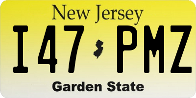 NJ license plate I47PMZ