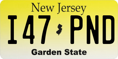 NJ license plate I47PND