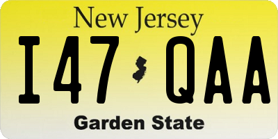 NJ license plate I47QAA