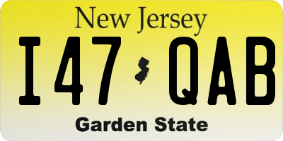 NJ license plate I47QAB
