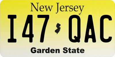 NJ license plate I47QAC