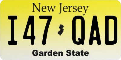 NJ license plate I47QAD