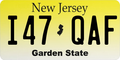 NJ license plate I47QAF