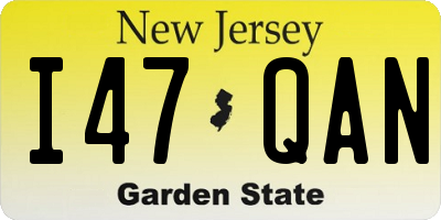 NJ license plate I47QAN