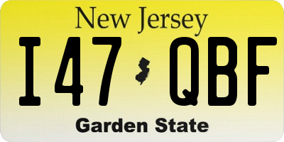 NJ license plate I47QBF