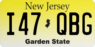 NJ license plate I47QBG