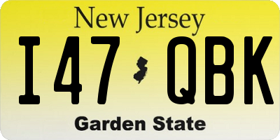 NJ license plate I47QBK