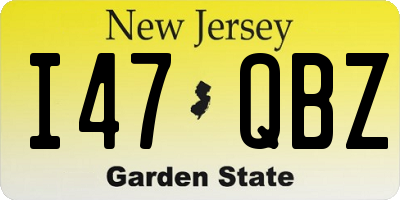 NJ license plate I47QBZ
