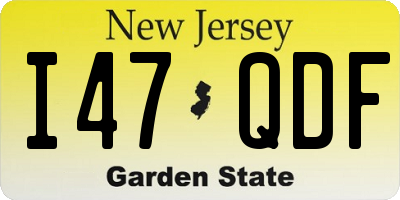 NJ license plate I47QDF