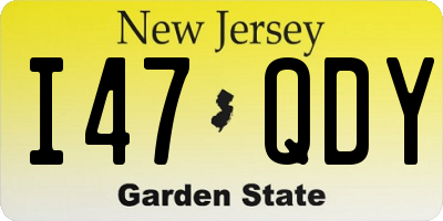 NJ license plate I47QDY
