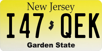 NJ license plate I47QEK