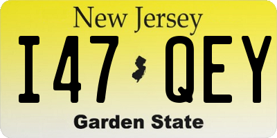 NJ license plate I47QEY