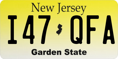 NJ license plate I47QFA
