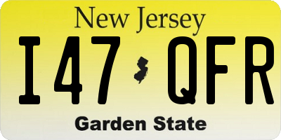 NJ license plate I47QFR
