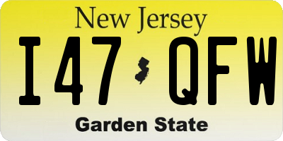 NJ license plate I47QFW
