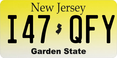 NJ license plate I47QFY