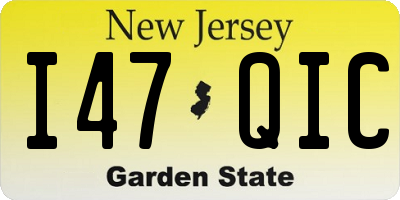 NJ license plate I47QIC