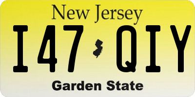NJ license plate I47QIY